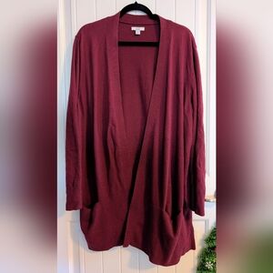 Croft & Barrow Burgundy Open Front Cardigan Size 3X